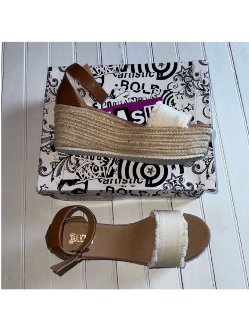 Brash Espadrilles Sandals Cream Size 10
